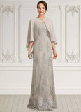 Viola A-Line Square Neckline Floor-Length Lace Mother of the Bride Dress STK126P0014889