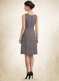 Gemma A-Line Scoop Neck Knee-Length Chiffon Mother of the Bride Dress With Sequins STK126P0014894