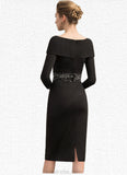 Madalynn Sheath/Column Off-the-Shoulder Knee-Length Jersey Mother of the Bride Dress With Beading Sequins STK126P0014897