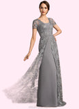 Karsyn A-Line Square Neckline Sweep Train Chiffon Lace Mother of the Bride Dress STK126P0014903