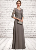 Addison A-Line Square Neckline Floor-Length Chiffon Lace Mother of the Bride Dress STK126P0014904