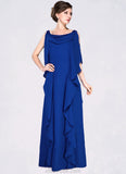 Savannah A-Line Cowl Neck Floor-Length Chiffon Mother of the Bride Dress With Beading Sequins Cascading Ruffles STK126P0014907