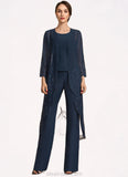 Rihanna Jumpsuit/Pantsuit Scoop Neck Floor-Length Chiffon Mother of the Bride Dress STK126P0014914