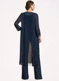 Rihanna Jumpsuit/Pantsuit Scoop Neck Floor-Length Chiffon Mother of the Bride Dress STK126P0014914