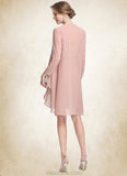 Eileen Sheath/Column Sweetheart Knee-Length Chiffon Mother of the Bride Dress With Ruffle Lace STK126P0014929