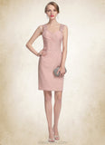 Eileen Sheath/Column Sweetheart Knee-Length Chiffon Mother of the Bride Dress With Ruffle Lace STK126P0014929