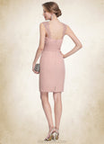 Eileen Sheath/Column Sweetheart Knee-Length Chiffon Mother of the Bride Dress With Ruffle Lace STK126P0014929