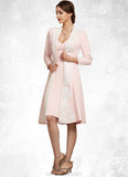 Layla Sheath/Column V-neck Knee-Length Stretch Crepe Mother of the Bride Dress STK126P0014933