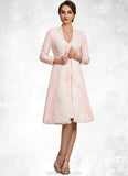 Layla Sheath/Column V-neck Knee-Length Stretch Crepe Mother of the Bride Dress STK126P0014933