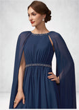 Heaven A-Line Scoop Neck Tea-Length Chiffon Mother of the Bride Dress With Beading STK126P0014934