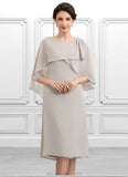 Cheyanne A-Line Scoop Neck Knee-Length Chiffon Mother of the Bride Dress STK126P0014935