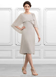 Cheyanne A-Line Scoop Neck Knee-Length Chiffon Mother of the Bride Dress STK126P0014935