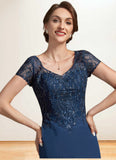 Kit A-Line V-neck Floor-Length Chiffon Lace Mother of the Bride Dress With Sequins STK126P0014938