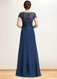 Kit A-Line V-neck Floor-Length Chiffon Lace Mother of the Bride Dress With Sequins STK126P0014938