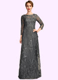 Hanna A-Line Scoop Neck Floor-Length Lace Mother of the Bride Dress With Sequins STK126P0014939