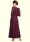 Millicent A-Line Scoop Neck Ankle-Length Chiffon Mother of the Bride Dress With Cascading Ruffles STK126P0014941