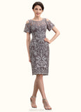 Marissa Sheath/Column Scoop Neck Knee-Length Lace Mother of the Bride Dress STK126P0014944