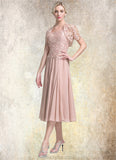 Belinda A-Line Square Neckline Tea-Length Chiffon Mother of the Bride Dress STK126P0014947