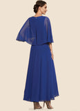 Lois A-Line Scoop Neck Ankle-Length Chiffon Lace Mother of the Bride Dress STK126P0014953