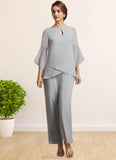 Matilda Jumpsuit/Pantsuit Scoop Neck Ankle-Length Chiffon Mother of the Bride Dress STK126P0014958