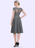 Jean A-Line V-neck Knee-Length Mother of the Bride Dress With Beading STK126P0014965