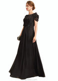 Brenda A-Line Scoop Neck Floor-Length Chiffon Mother of the Bride Dress With Ruffle Beading STK126P0014970