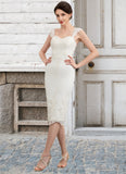 Mariah Sheath/Column Sweetheart Knee-Length Lace Stretch Crepe Mother of the Bride Dress With Beading STK126P0014973