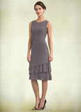 Sadie A-Line Scoop Neck Knee-Length Chiffon Mother of the Bride Dress With Cascading Ruffles STK126P0014981