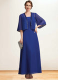 Yareli A-Line Square Neckline Ankle-Length Chiffon Mother of the Bride Dress With Ruffle STK126P0014982