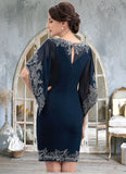 Josephine Sheath/Column V-neck Knee-Length Chiffon Lace Mother of the Bride Dress With Sequins STK126P0014983