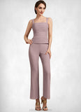 Scarlett Jumpsuit/Pantsuit Square Neckline Ankle-Length Chiffon Mother of the Bride Dress With Ruffle STK126P0014984