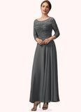 Madeleine A-Line Scoop Neck Ankle-Length Chiffon Lace Mother of the Bride Dress With Ruffle STK126P0014990