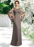 Madelyn Sheath/Column Scoop Neck Floor-Length Chiffon Lace Mother of the Bride Dress STK126P0014996