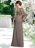 Madelyn Sheath/Column Scoop Neck Floor-Length Chiffon Lace Mother of the Bride Dress STK126P0014996