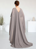 Lois Sheath/Column Scoop Neck Sweep Train Chiffon Mother of the Bride Dress With Split Front STK126P0015000