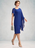 Maya Sheath/Column V-neck Knee-Length Chiffon Mother of the Bride Dress With Beading Sequins STK126P0015013