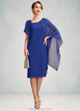 Maya Sheath/Column V-neck Knee-Length Chiffon Mother of the Bride Dress With Beading Sequins STK126P0015013