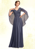 Tatiana A-Line V-neck Floor-Length Chiffon Lace Mother of the Bride Dress With Beading Sequins STK126P0015022