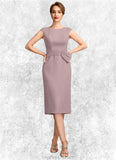 Danica Sheath/Column Scoop Neck Knee-Length Chiffon Mother of the Bride Dress With Ruffle Sequins STK126P0015023