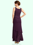 Angelina Sheath/Column Scoop Neck Ankle-Length Chiffon Mother of the Bride Dress With Beading Sequins STK126P0015024