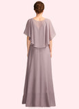 Addison A-Line V-neck Floor-Length Chiffon Mother of the Bride Dress With Ruffle STK126P0015026