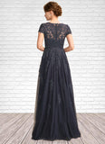 Maggie A-Line Scoop Neck Floor-Length Tulle Lace Mother of the Bride Dress With Beading STK126P0015029