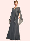 Jamie A-line V-Neck Floor-Length Chiffon Mother of the Bride Dress With Beading Sequins STK126P0015031