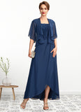 Jayla A-Line Square Neckline Asymmetrical Chiffon Lace Mother of the Bride Dress STK126P0015034