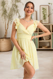 Michaelia A-line V-Neck Short/Mini Chiffon Homecoming Dress With Ruffle STKP0020474