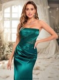 Kiara Trumpet/Mermaid Straight Sweep Train Stretch Satin Prom Dresses With Pleated STKP0025849