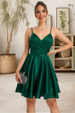 Jillian A-line V-Neck Short/Mini Silky Satin Homecoming Dress STKP0020463