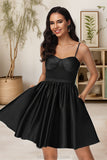 Bella A-line Sweetheart Short/Mini Satin Homecoming Dress STKP0020497