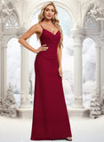 Cassie Trumpet/Mermaid V-Neck Floor-Length Chiffon Bridesmaid Dress STKP0025825