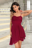 Genesis Sheath/Column V-Neck Short/Mini Jersey Sequin Homecoming Dress With Cascading Ruffles Sequins STKP0020509